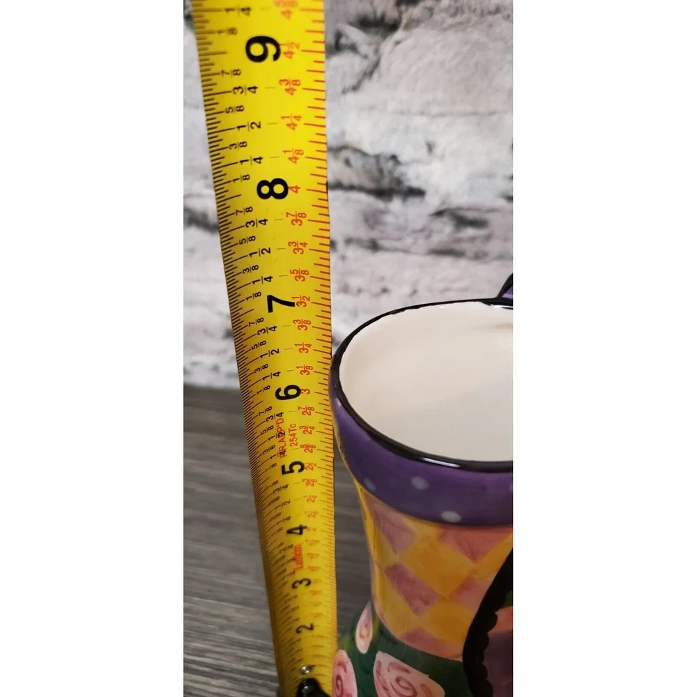 Milson & Louis Hand Painted Whimsical Boot Purple Yellow Green Pink Roses Hallow